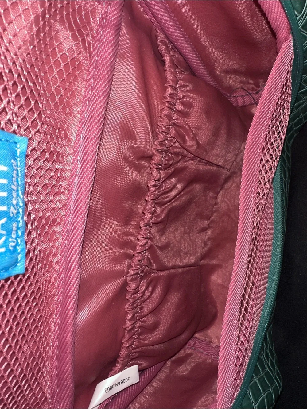 kathy ireland teal croc-embossed travel cosmetic case with metal logo